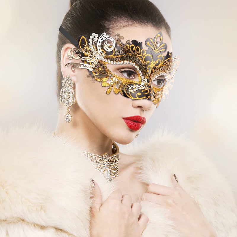 Coddsmz Couple Masquerade Mask Set Venetian Party Mardi Gras Halloween Costume Fancy Dress Mask for Women Men - Image 3